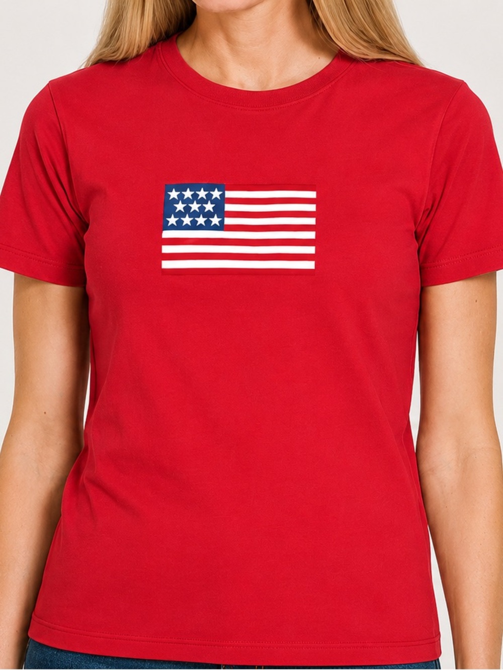 Red ZENANA Flag Tee NWOT